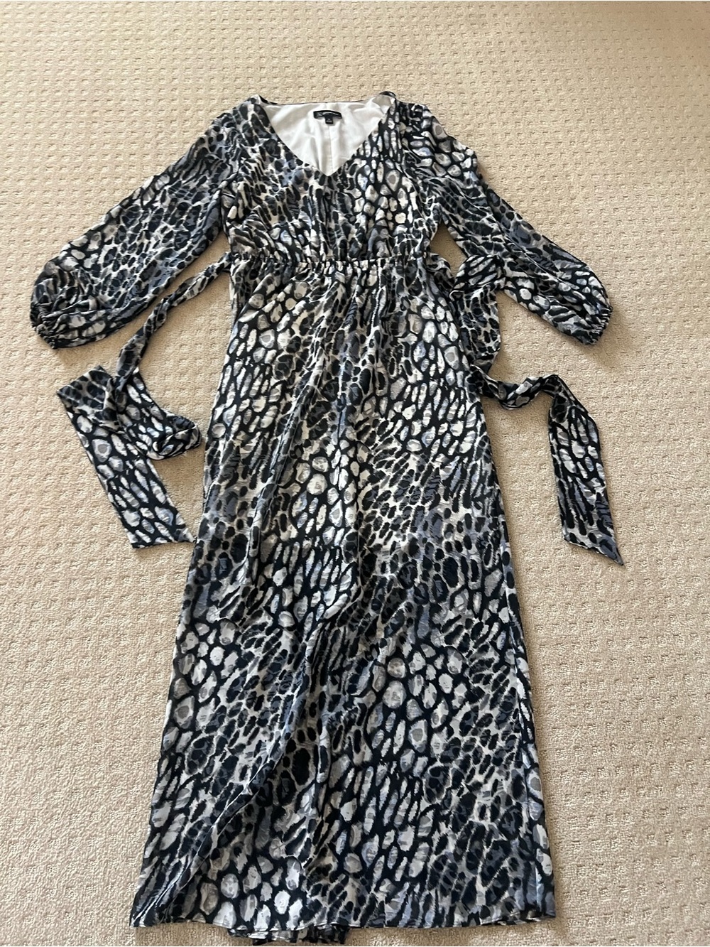 INC International Concepts Black and White Animal-Print Maxi Dress